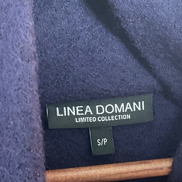 Linea Domani Jacket Cape 100% Boiled Wool High neck Deep Purple Pockets Sz S - Picture 12 of 16